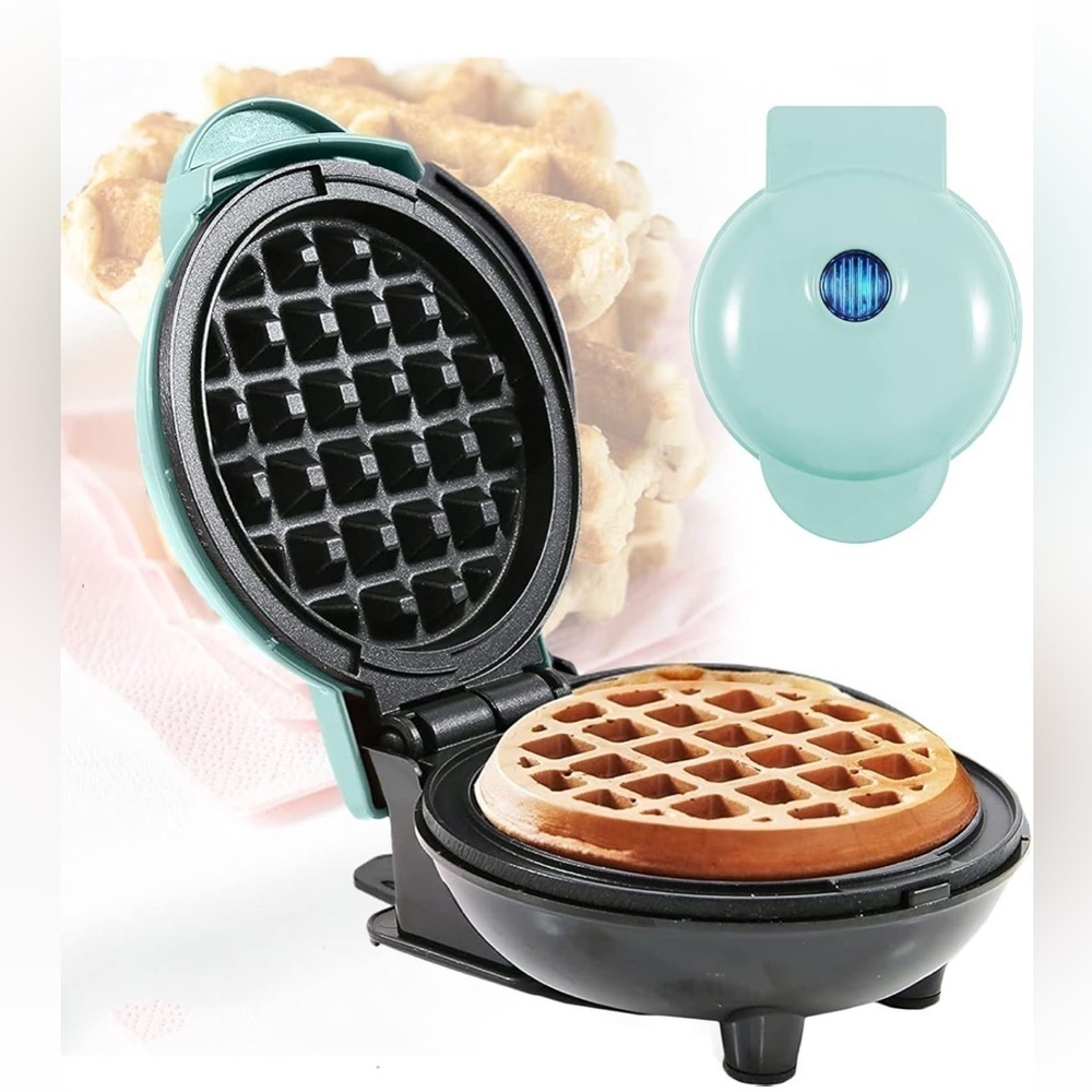 Dash Mini Maker: Aqua Mini Waffle Maker Machine - Pre-owned In Box - Picture 2 of 16
